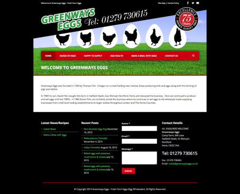 Website design for Greenways Eggs
